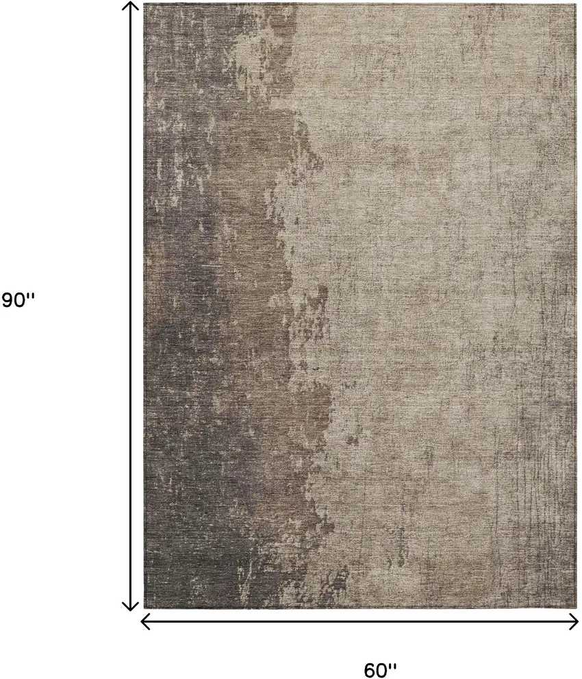Taupe And Beige Abstract Washable Indoor Outdoor Area Rug Photo 9
