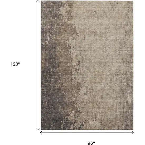 Taupe And Beige Abstract Washable Indoor Outdoor Area Rug Photo 9