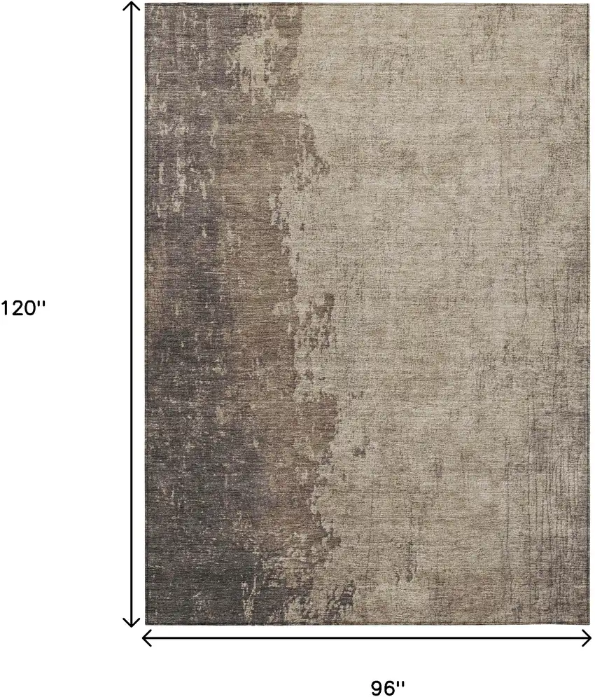 Taupe And Beige Abstract Washable Indoor Outdoor Area Rug Photo 9