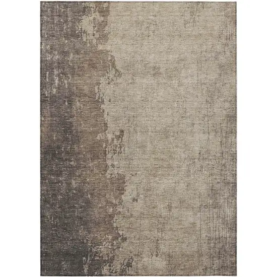 Taupe And Beige Abstract Washable Indoor Outdoor Area Rug Photo 8