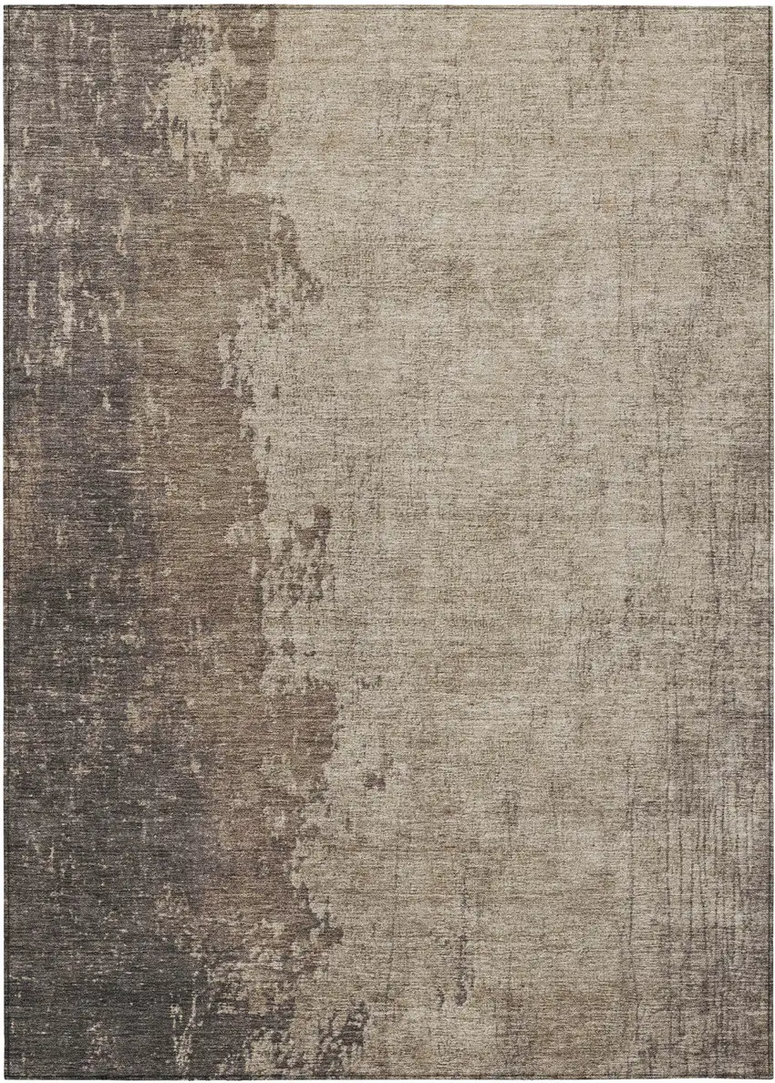Taupe And Beige Abstract Washable Indoor Outdoor Area Rug Photo 8
