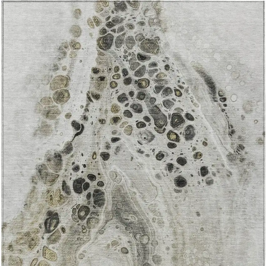 Taupe And Beige Abstract Washable Indoor Outdoor Area Rug Photo 4