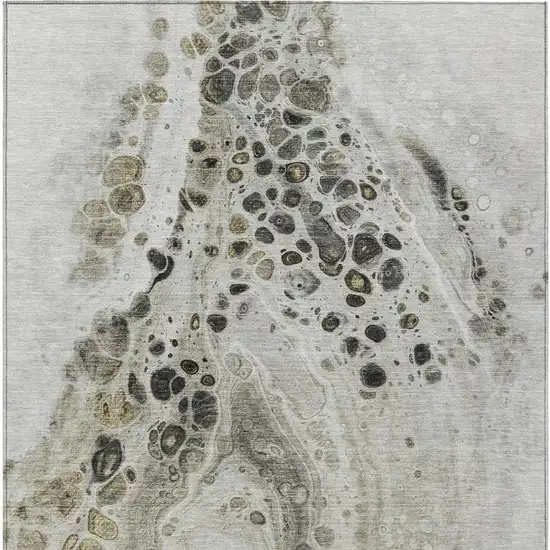 Taupe And Beige Abstract Washable Indoor Outdoor Area Rug Photo 4