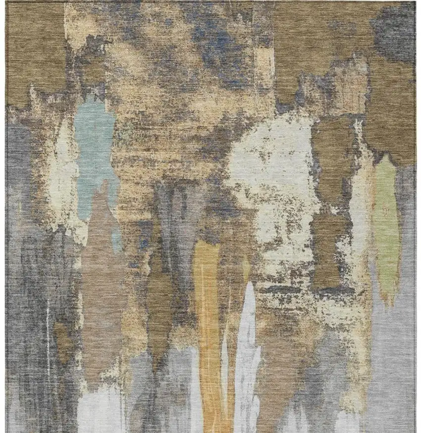 Taupe And Beige Abstract Washable Indoor Outdoor Area Rug Photo 1