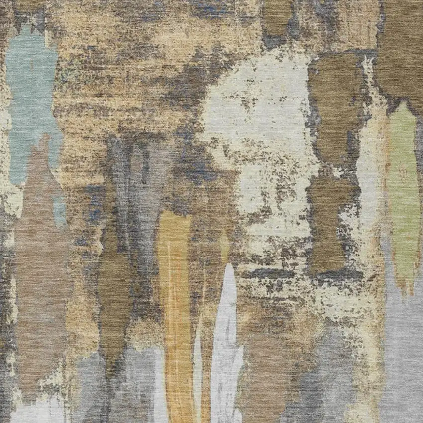 Taupe And Beige Abstract Washable Indoor Outdoor Area Rug Photo 1
