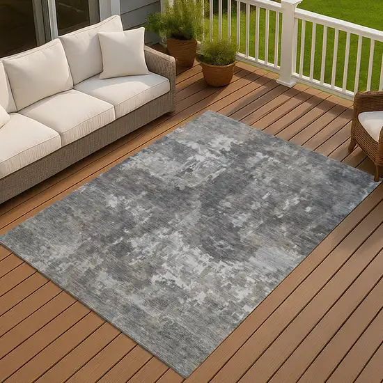 Taupe And Beige Abstract Washable Indoor Outdoor Area Rug Photo 3