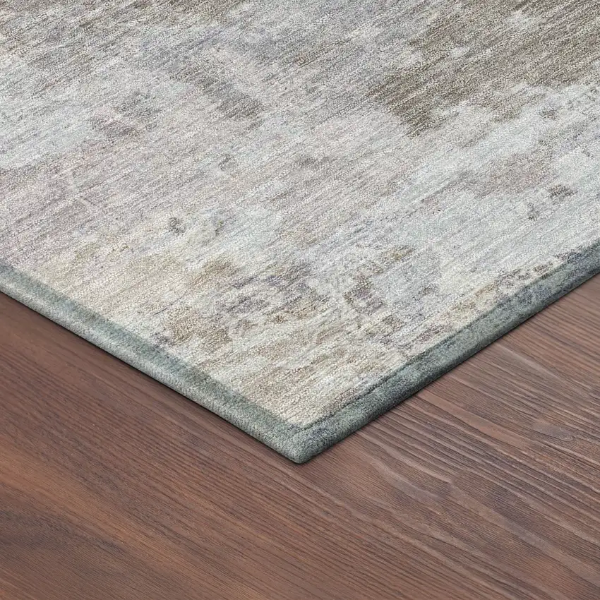 Taupe And Beige Abstract Washable Indoor Outdoor Area Rug Photo 9