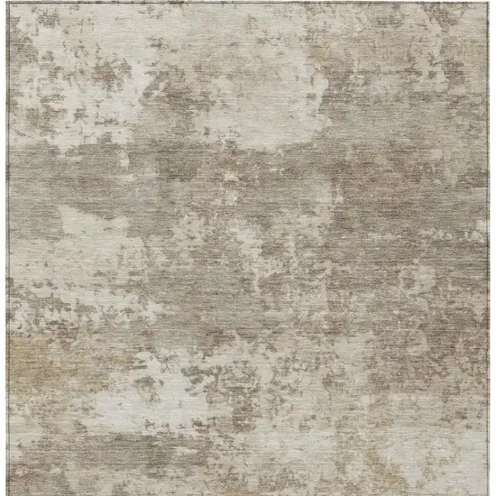 Taupe And Beige Abstract Washable Indoor Outdoor Area Rug Photo 3
