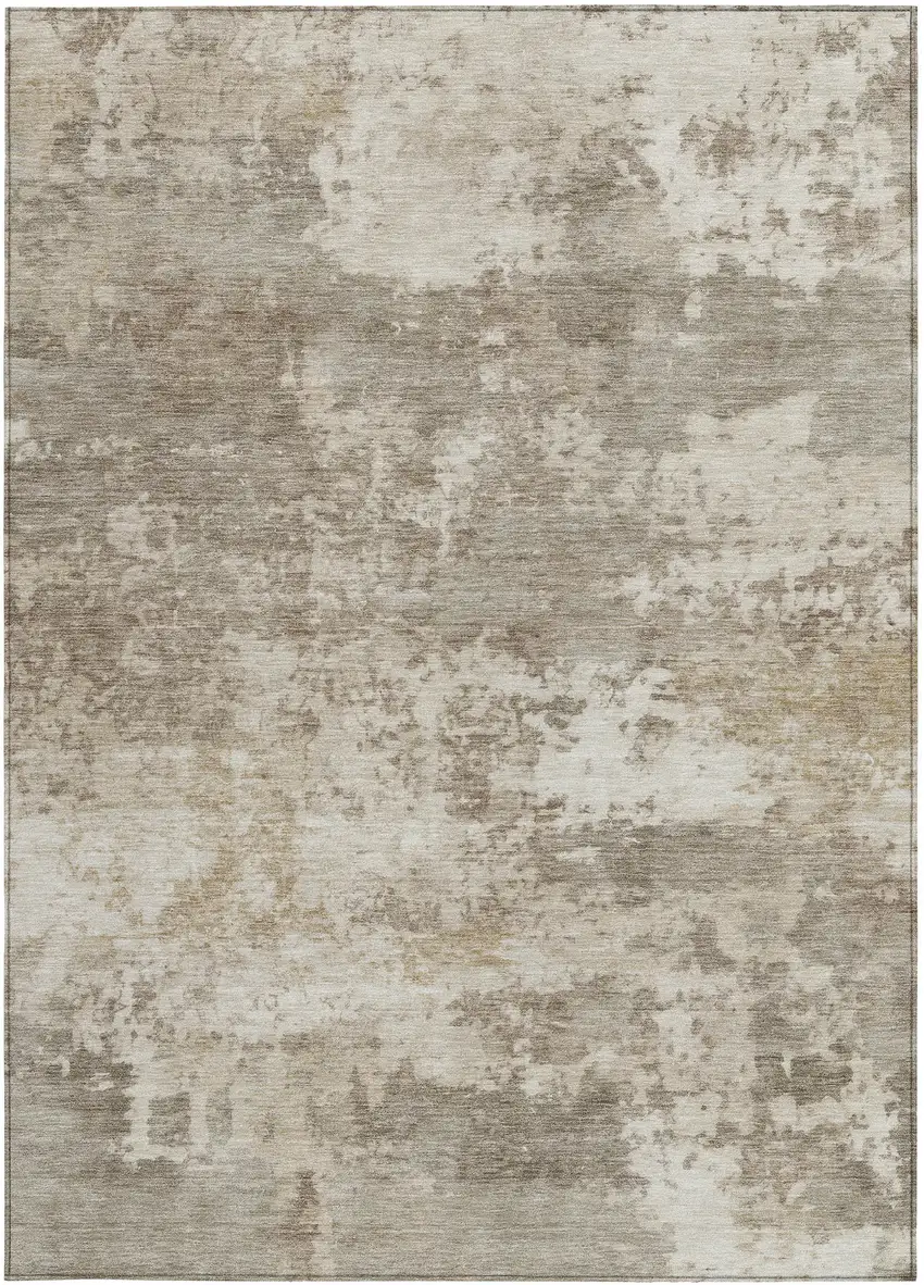 Taupe And Beige Abstract Washable Indoor Outdoor Area Rug Photo 3