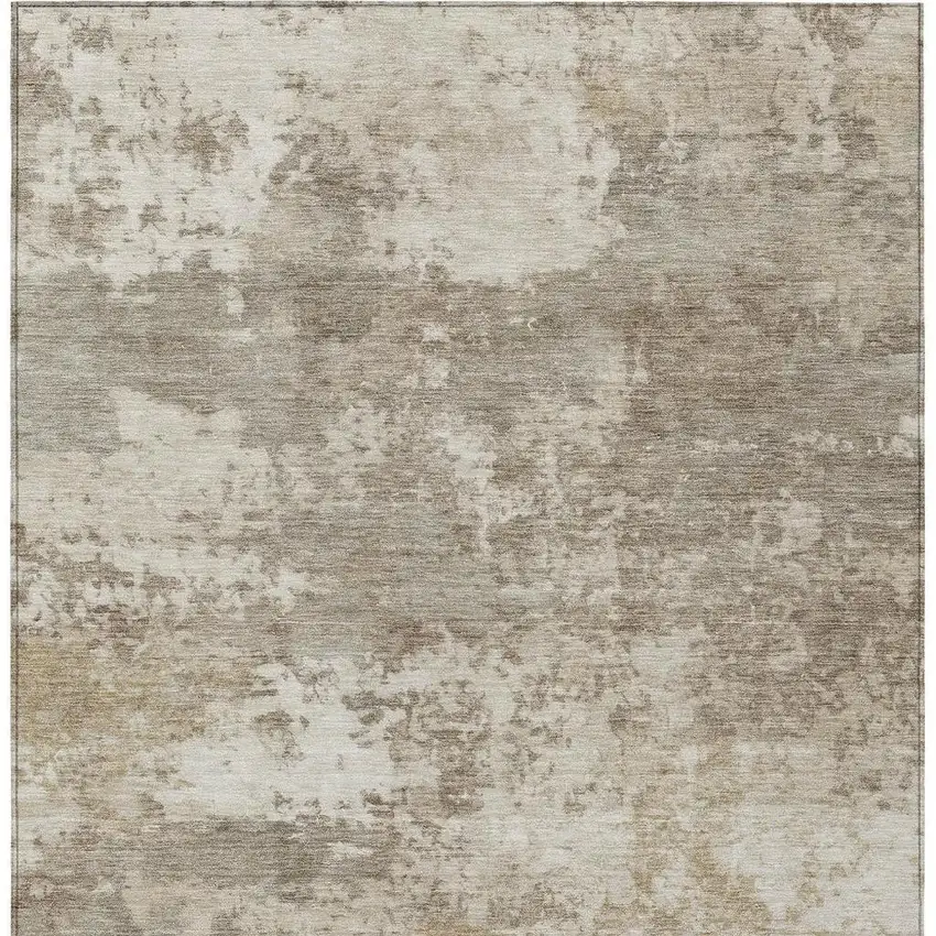 Taupe And Beige Abstract Washable Indoor Outdoor Area Rug Photo 2