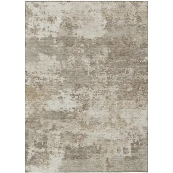 Taupe And Beige Abstract Washable Indoor Outdoor Area Rug Photo 1