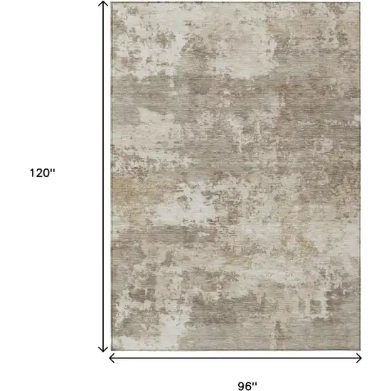 Taupe And Beige Abstract Washable Indoor Outdoor Area Rug Photo 7