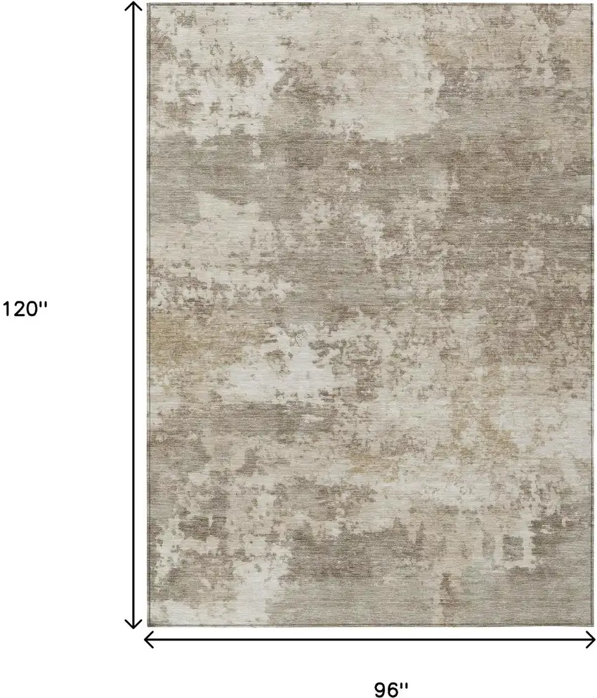 Taupe And Beige Abstract Washable Indoor Outdoor Area Rug Photo 7