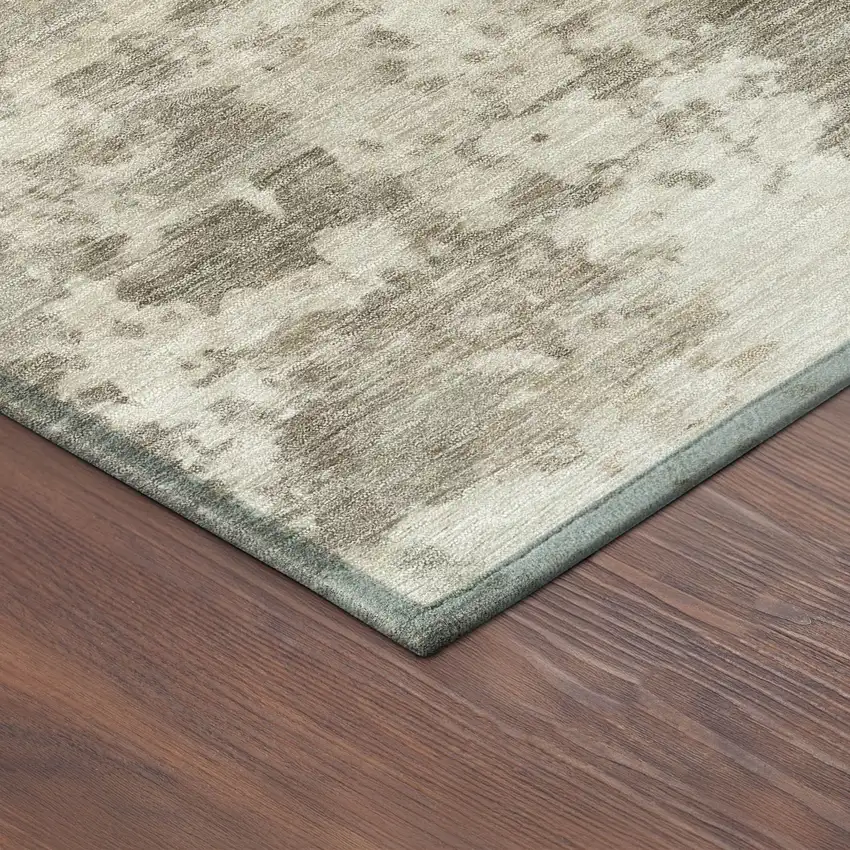 Taupe And Beige Abstract Washable Indoor Outdoor Area Rug Photo 5