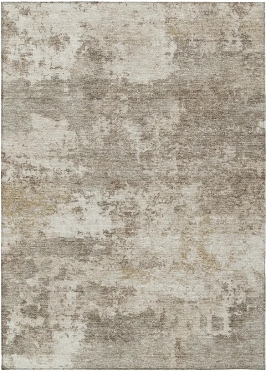 Taupe And Beige Abstract Washable Indoor Outdoor Area Rug Photo 1