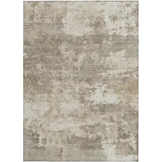 Taupe And Beige Abstract Washable Indoor Outdoor Area Rug Photo 2