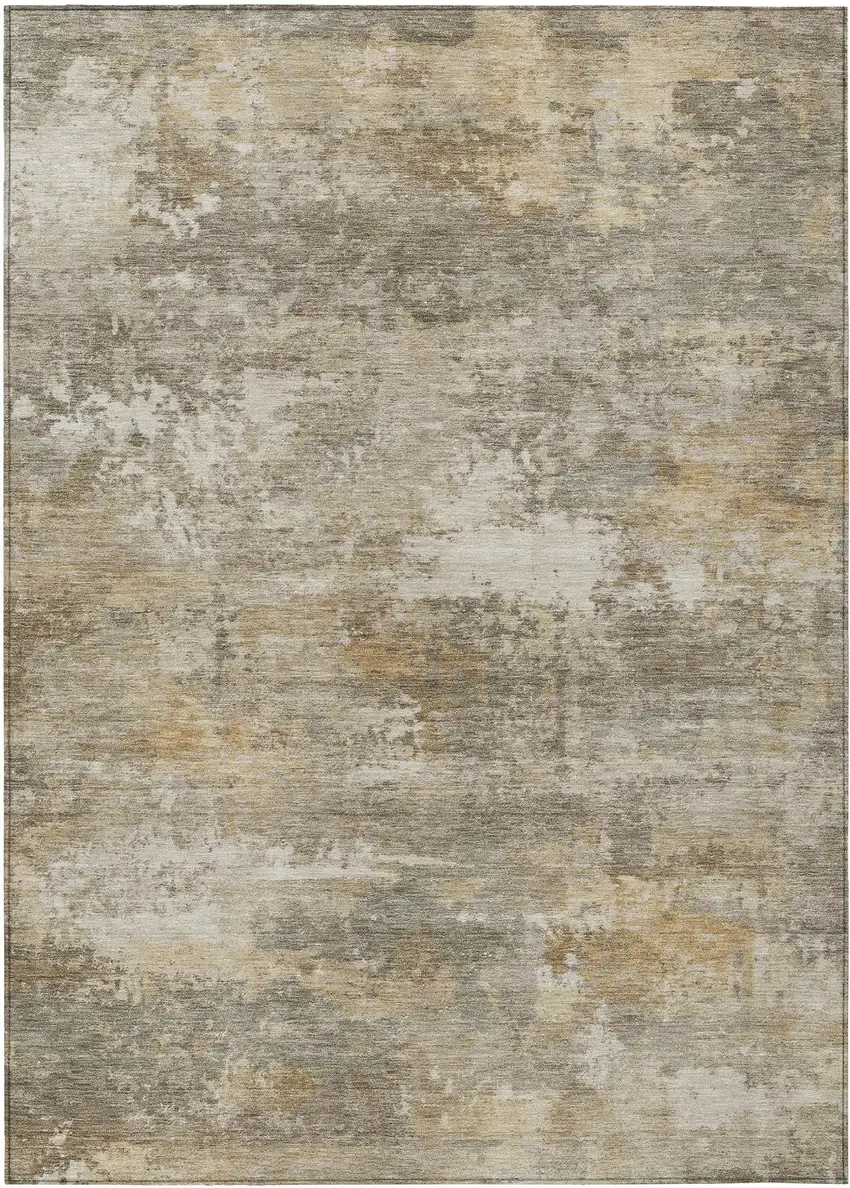 Taupe And Beige Abstract Washable Indoor Outdoor Area Rug Photo 1