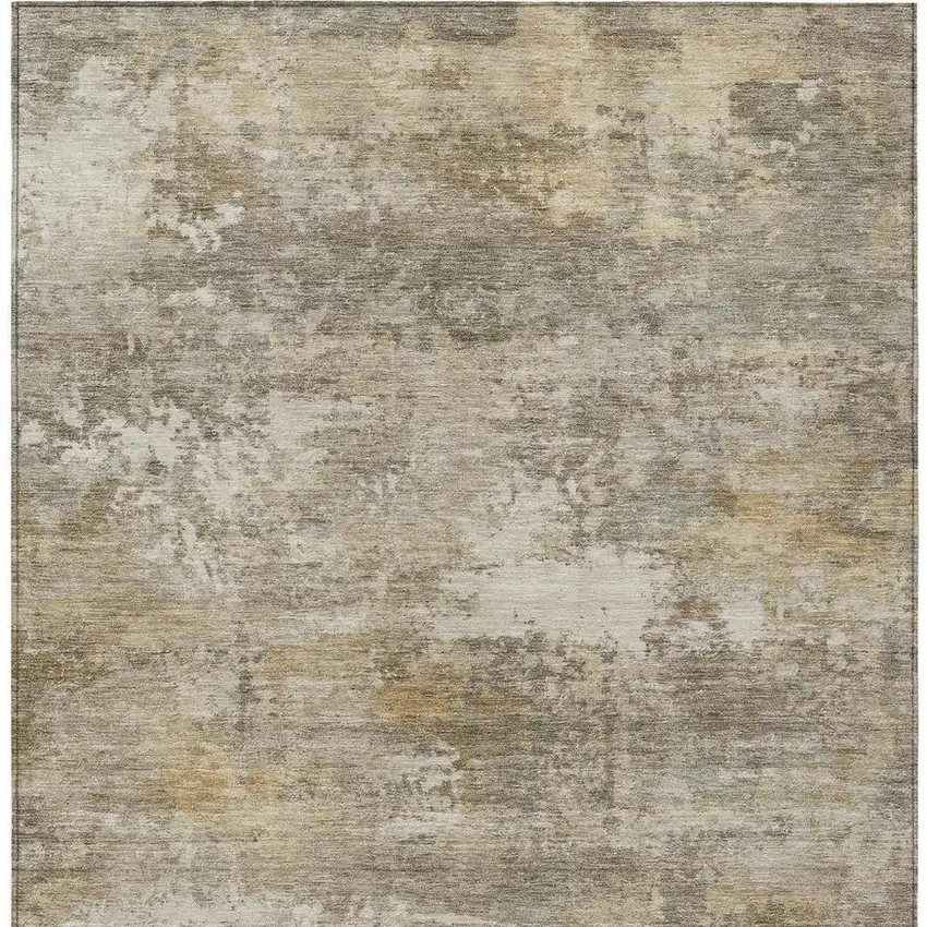 Taupe And Beige Abstract Washable Indoor Outdoor Area Rug Photo 3