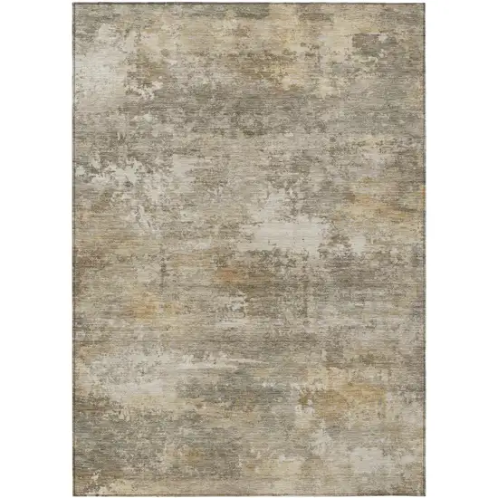 Taupe And Beige Abstract Washable Indoor Outdoor Area Rug Photo 1