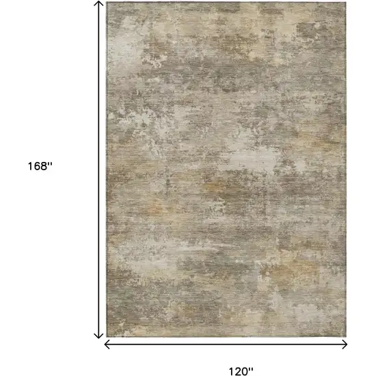Taupe And Beige Abstract Washable Indoor Outdoor Area Rug Photo 7