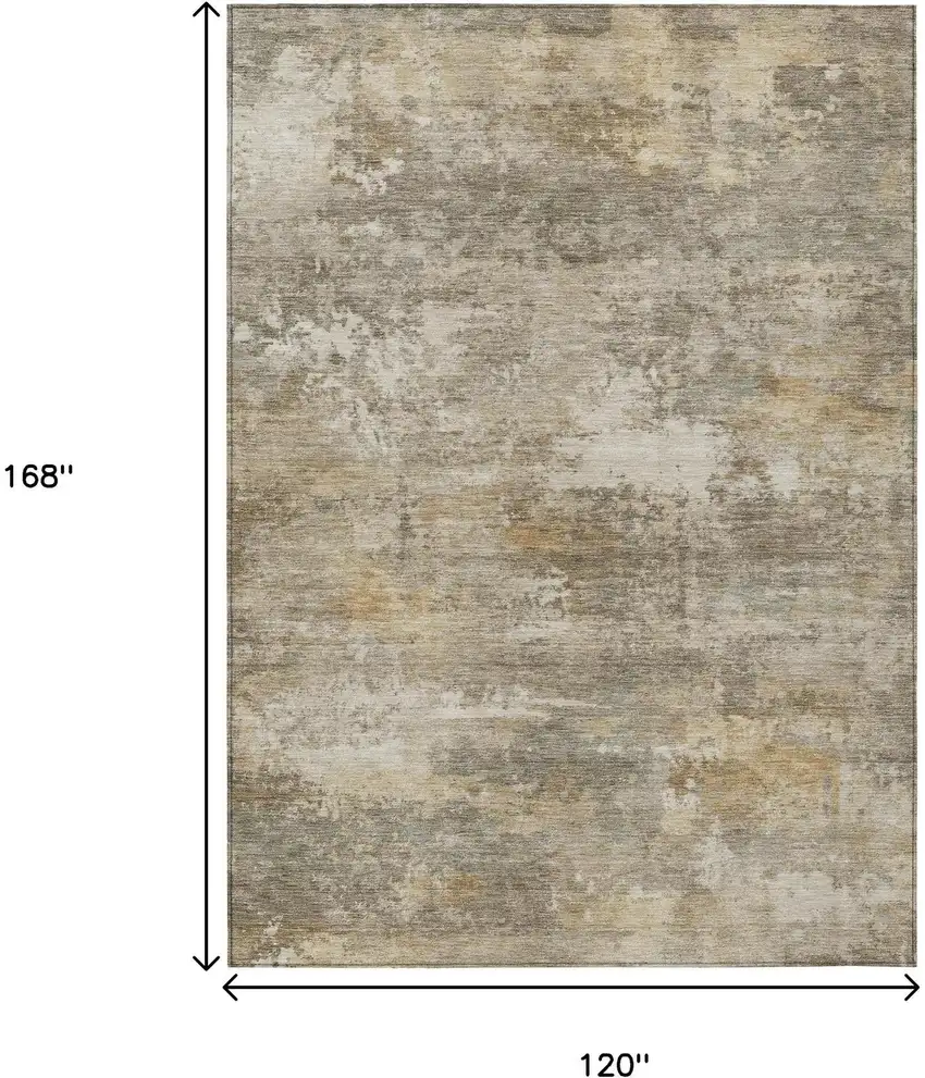 Taupe And Beige Abstract Washable Indoor Outdoor Area Rug Photo 7