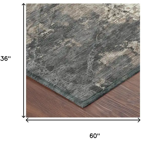 Taupe And Beige Abstract Washable Indoor Outdoor Area Rug Photo 6