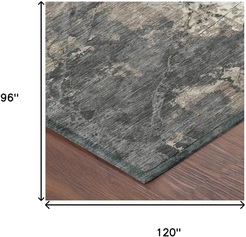 Taupe And Beige Abstract Washable Indoor Outdoor Area Rug Photo 6