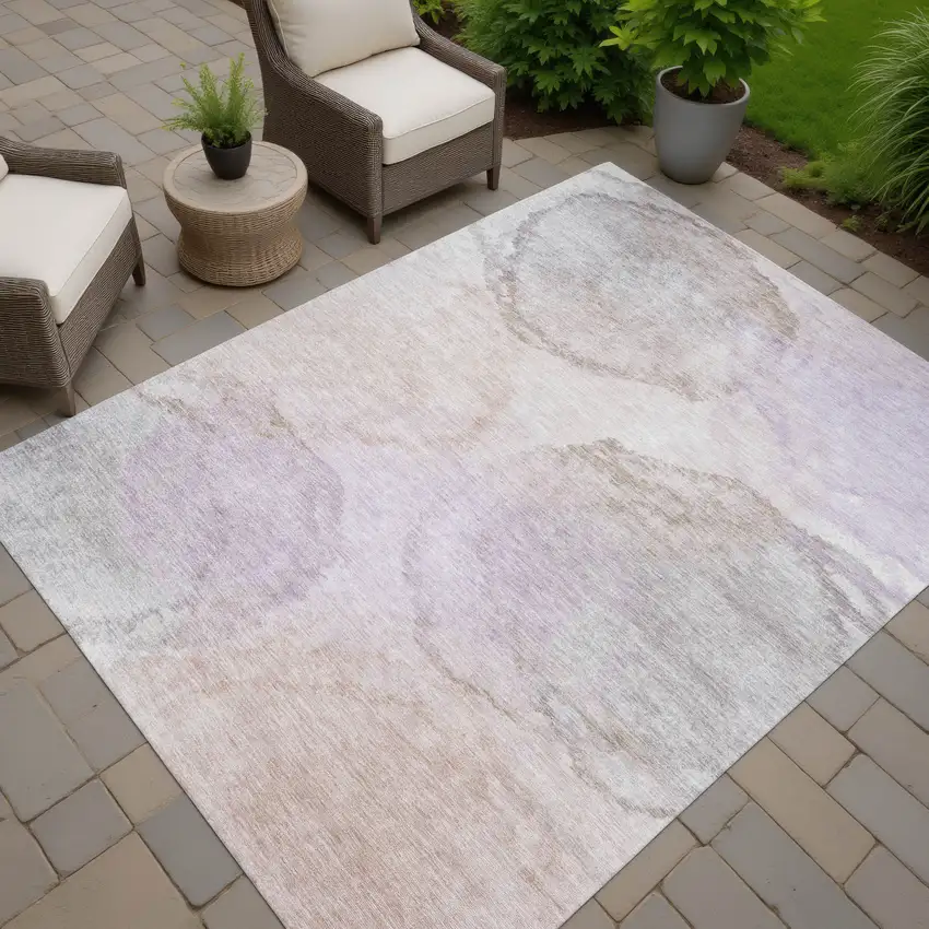 Taupe And Beige Abstract Washable Indoor Outdoor Area Rug Photo 7