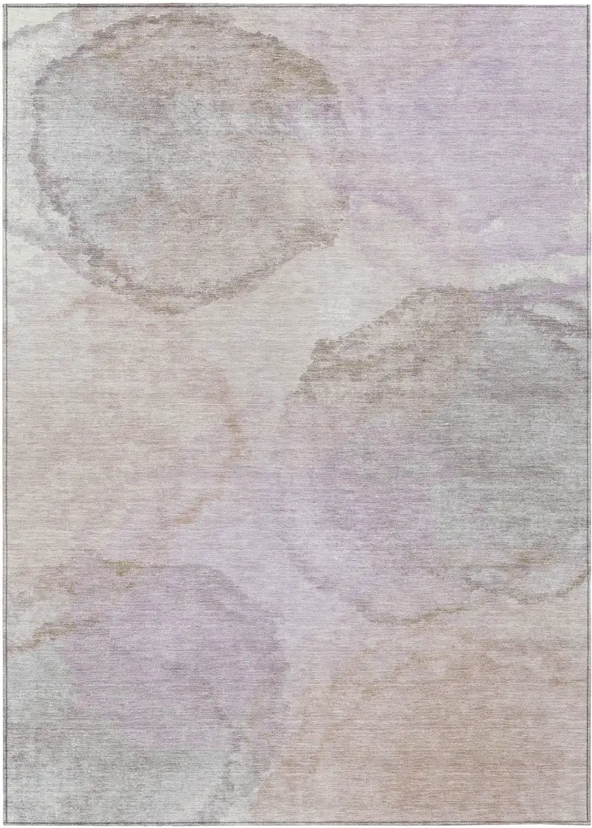Taupe And Beige Abstract Washable Indoor Outdoor Area Rug Photo 1