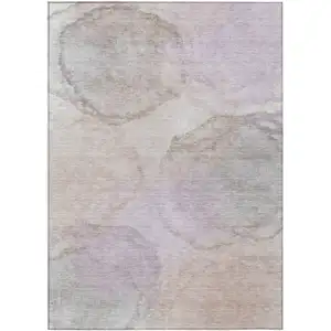 Photo of Taupe And Beige Abstract Washable Indoor Outdoor Area Rug