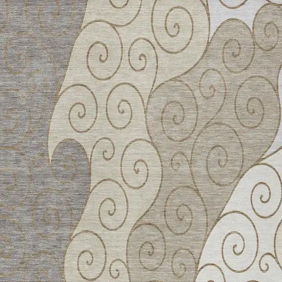 Taupe And Beige Abstract Washable Indoor Outdoor Area Rug Photo 2