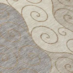 Photo of Taupe And Beige Abstract Washable Indoor Outdoor Area Rug