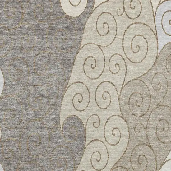 Taupe And Beige Abstract Washable Indoor Outdoor Area Rug Photo 2