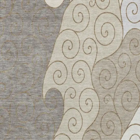 Taupe And Beige Abstract Washable Indoor Outdoor Area Rug Photo 2