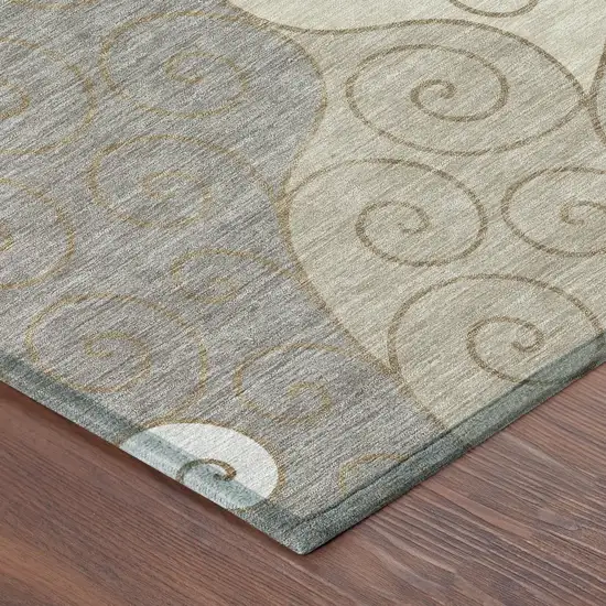 Taupe And Beige Abstract Washable Indoor Outdoor Area Rug Photo 8