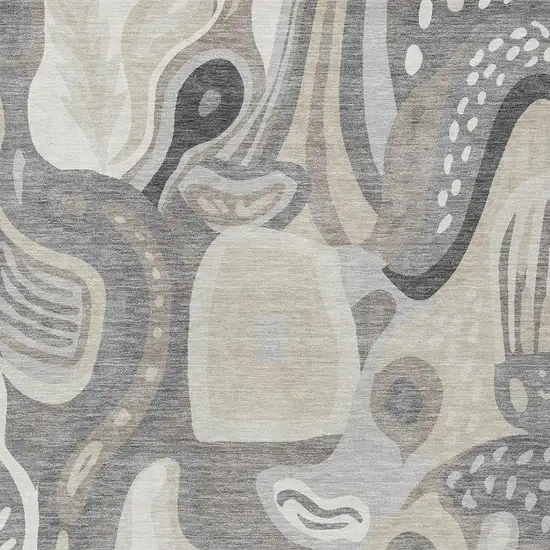 Taupe And Beige Abstract Washable Indoor Outdoor Area Rug Photo 3