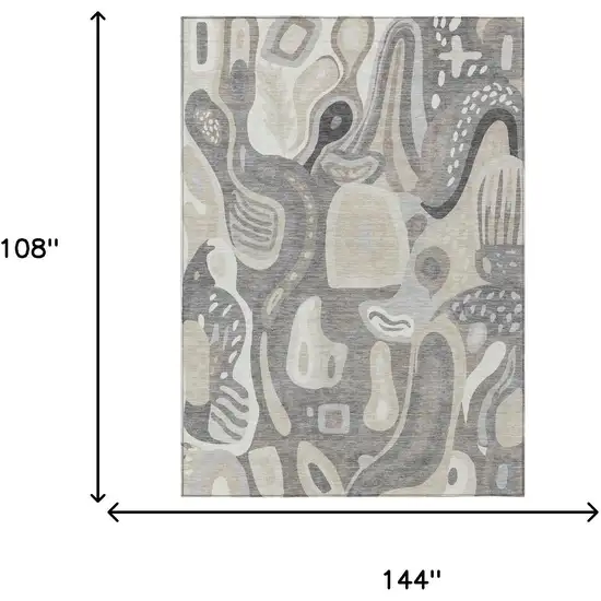 Taupe And Beige Abstract Washable Indoor Outdoor Area Rug Photo 7