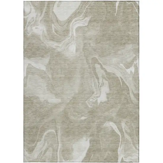 Taupe And Beige Abstract Washable Indoor Outdoor Area Rug Photo 6