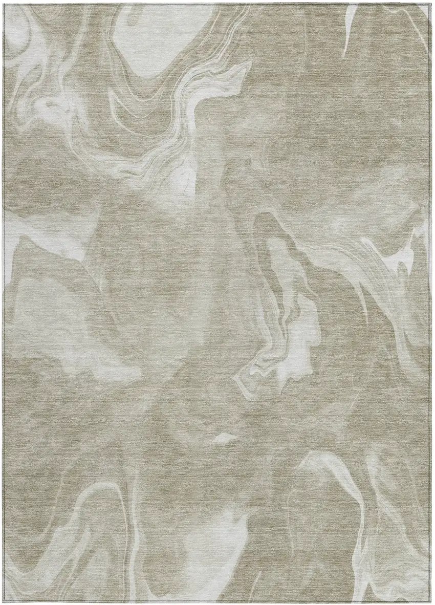 Taupe And Beige Abstract Washable Indoor Outdoor Area Rug Photo 7