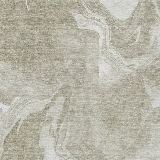 Taupe And Beige Abstract Washable Indoor Outdoor Area Rug Photo 6
