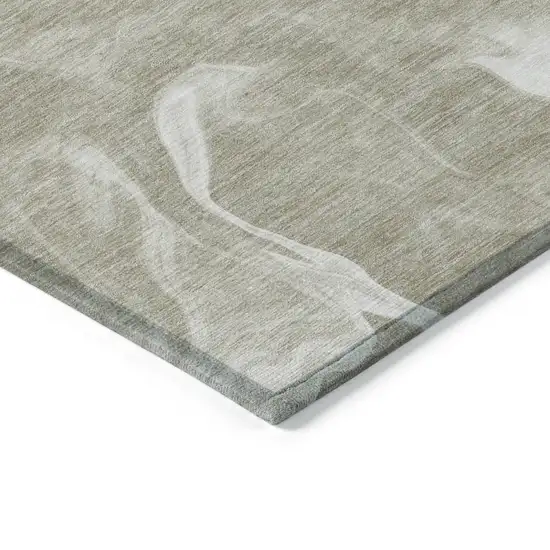 Taupe And Beige Abstract Washable Indoor Outdoor Area Rug Photo 5