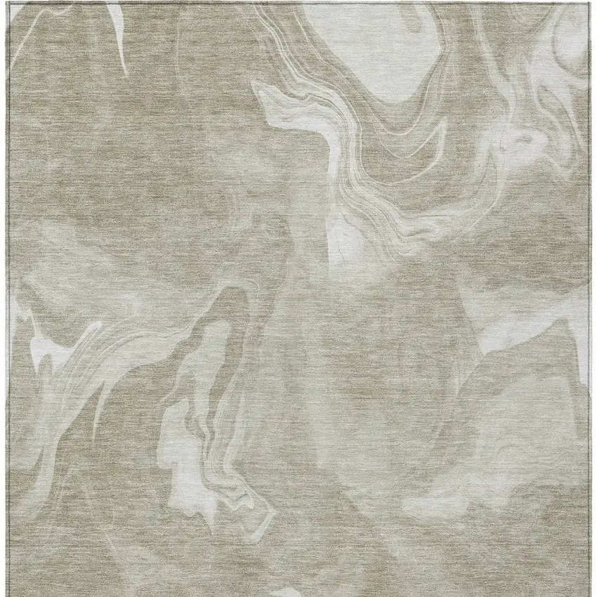 Taupe And Beige Abstract Washable Indoor Outdoor Area Rug Photo 7