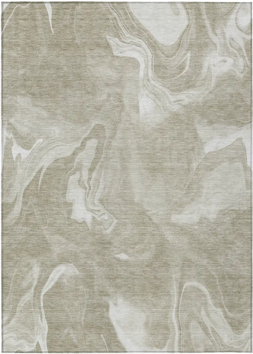 Taupe And Beige Abstract Washable Indoor Outdoor Area Rug Photo 2