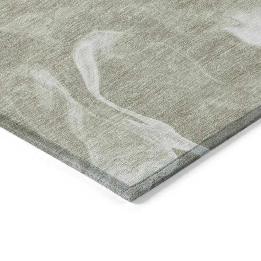 Taupe And Beige Abstract Washable Indoor Outdoor Area Rug Photo 5