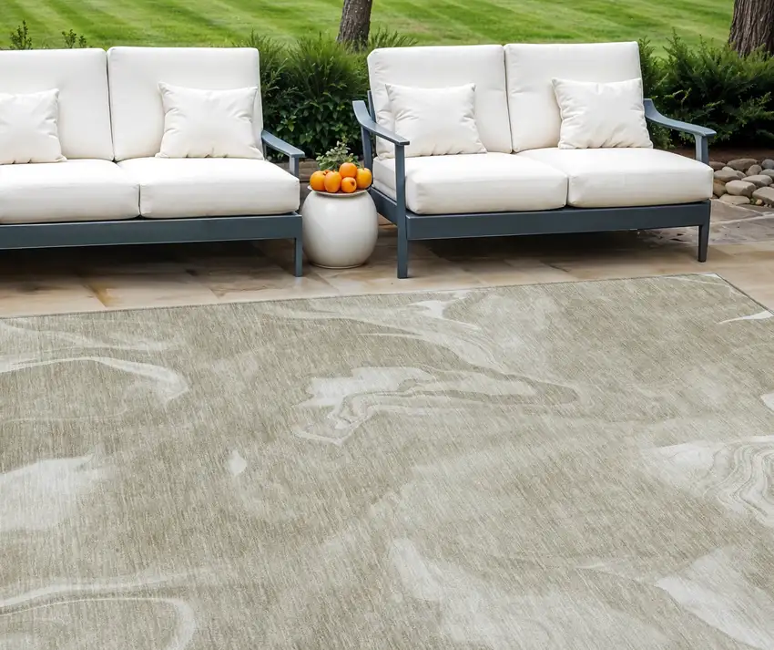 Taupe And Beige Abstract Washable Indoor Outdoor Area Rug Photo 1