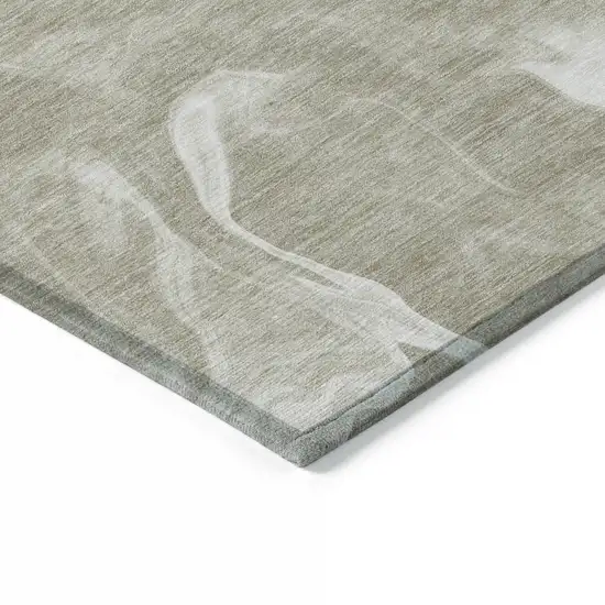 Taupe And Beige Abstract Washable Indoor Outdoor Area Rug Photo 5