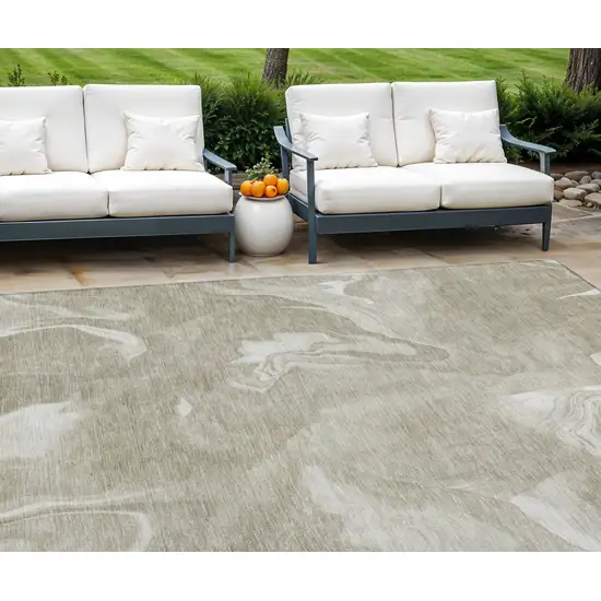 Taupe And Beige Abstract Washable Indoor Outdoor Area Rug Photo 1