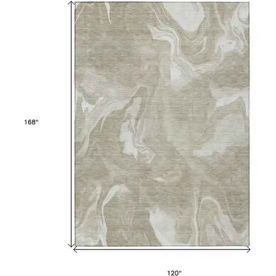 Taupe And Beige Abstract Washable Indoor Outdoor Area Rug Photo 3