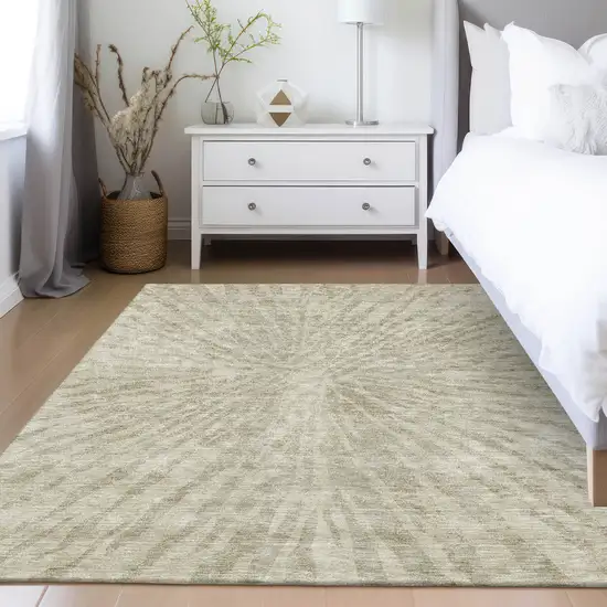 Taupe And Beige Abstract Washable Indoor Outdoor Area Rug Photo 9