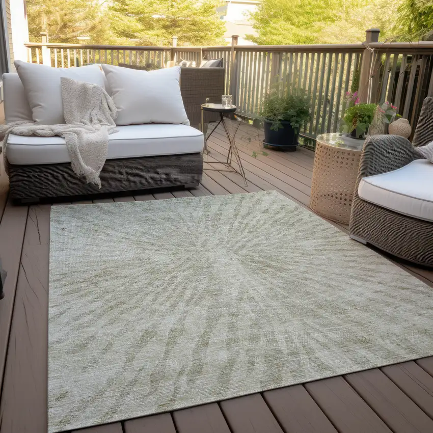 Taupe And Beige Abstract Washable Indoor Outdoor Area Rug Photo 8
